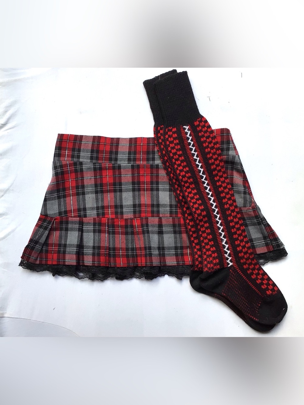 Fun Plaid Mini Skirt and Cozy Tall Socks